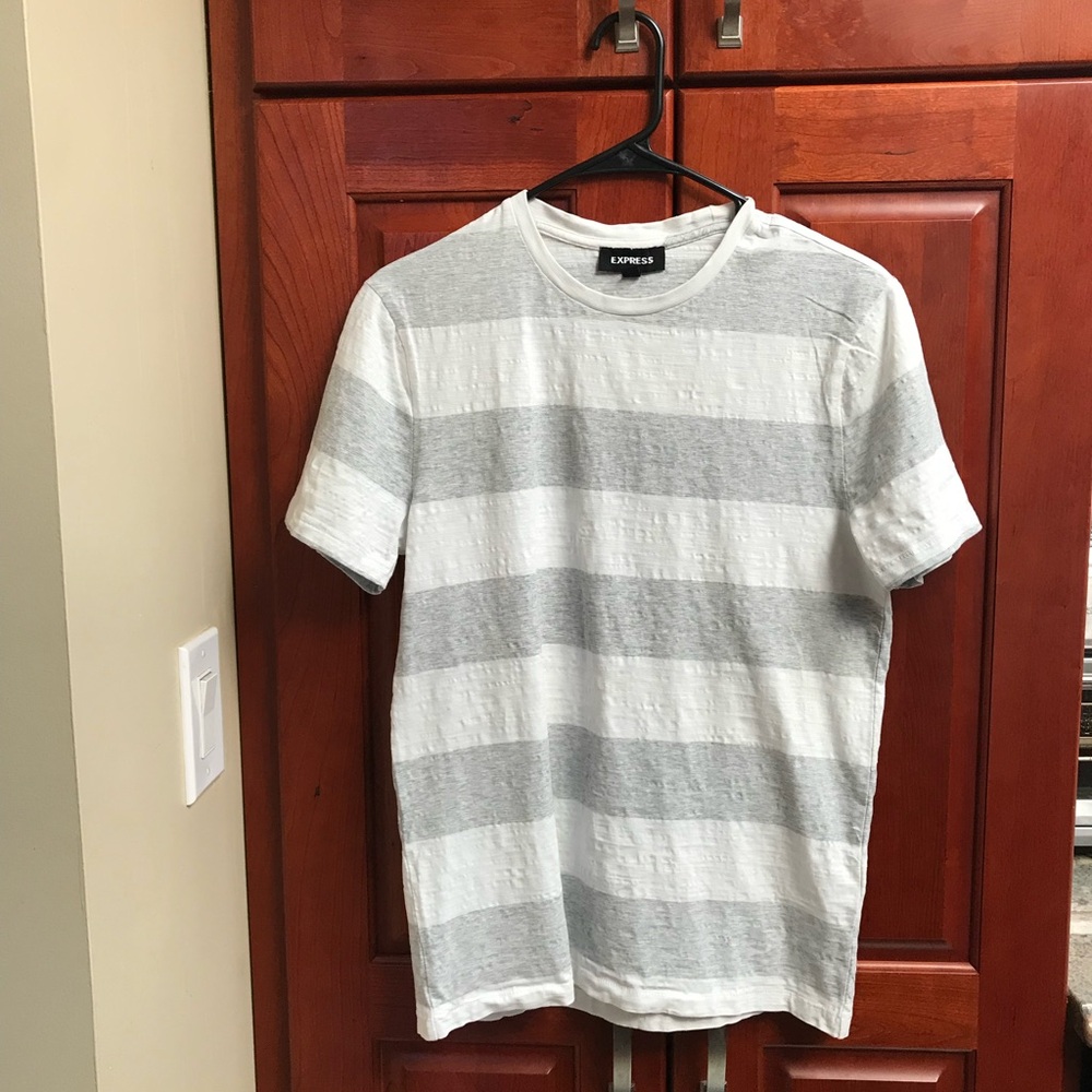 Men’s Express Gray and White Striped Tee